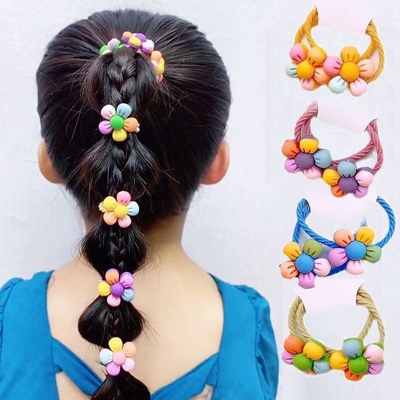 10pcs Toddler Girls' Hair Accessories Active Sweet Daily Floral Floral Style Rainbow