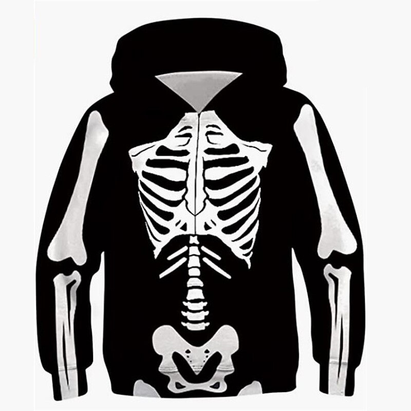 Halloween Boys 3D Skull Hoodie Long Sleeve 3D Print Fall Winter Punk Vintage Sports Polyester Kids 4-12 Years Outdoor Daily Indoor Regular Fit