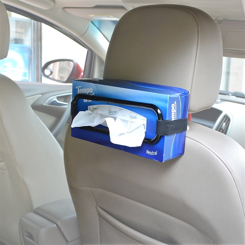 Auto Accessories Car Sun Visor Tissue Box Holder Paper Towel Napkin Box Cover Seat Back Bracket Portable Car Mount Organizer2