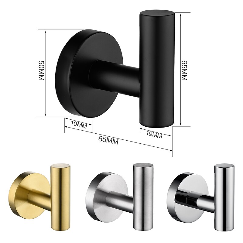 2PCS Robe Hooks Wall Mounted Clothes Hooks 304 Stainless Steel High Bearing Capacity Hooks for Bathroom/Kitchen2