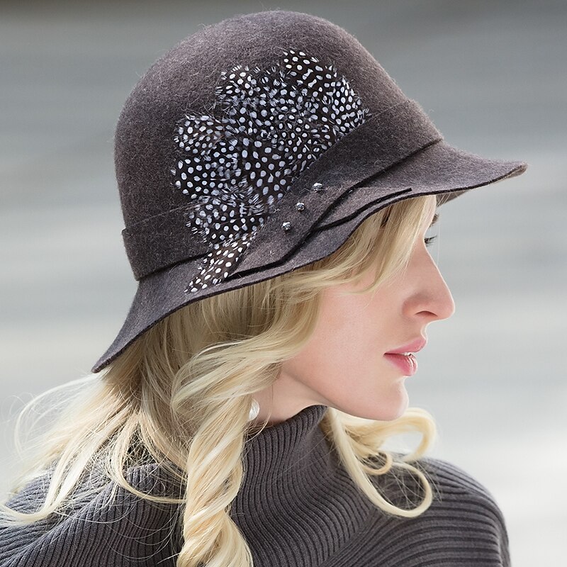 Elegant Beach 100% Wool Hats with Feather / Flower / Trim 1pc Holiday Headpiece4
