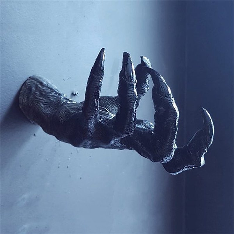 Halloween Witch Hand Statue Ornaments Aesthetic Art Wall Hanging Resin Retro Wall Sculpture Garden Outdoor Ornament Decoration Home Decor