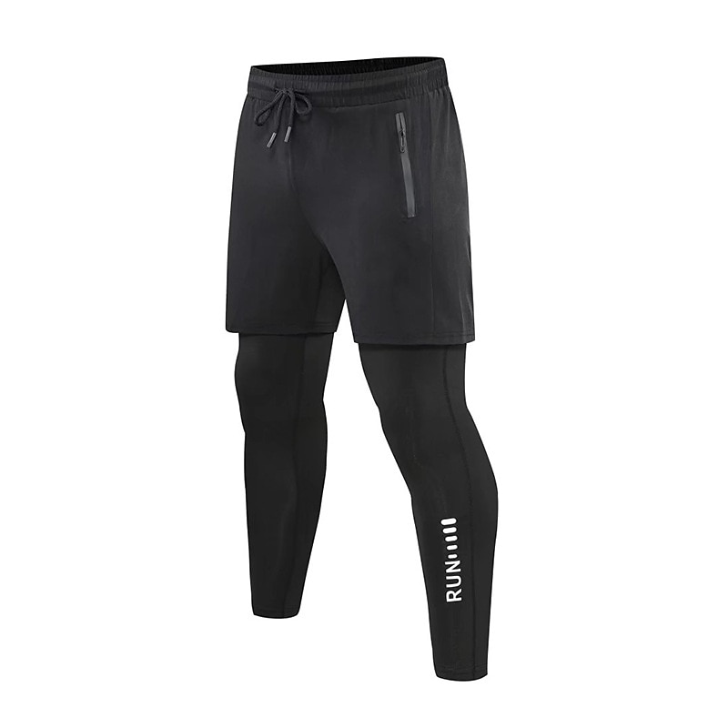 Men's Compression Pants Running Shorts With Tights Drawstring 2 in 1 Base Layer Athletic Athleisure Spandex Breathable Quick Dry Moisture Wicking Fitness Gym Workout Running Sportswear Activewear4