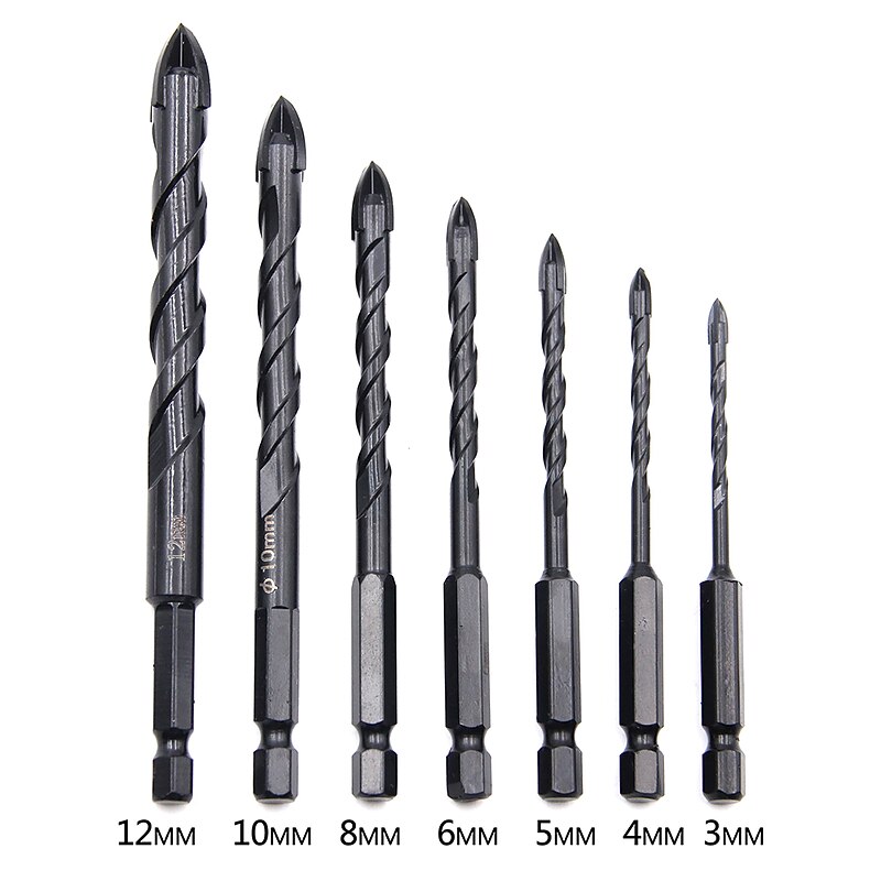 3-12mm Cross Hex Tile Drill Bits Universal Drill Kits For Wall Concrete Glass Ceramic Hole Opener Metal Triangle Drill Bits Set3