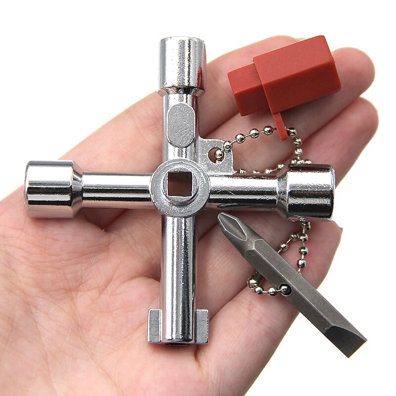 4 In 1 Cross Key Wrench Multifunctional Universal Triangle Train Electrical Elevator Cabinet Door Plumber With Accessories3