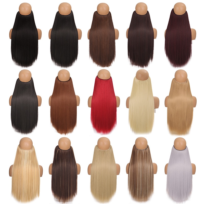 Curly Synthetic Hair 22 inch Hair Extension Fishing Line Hair 1pc / pack Adjustable Women's Girls'4