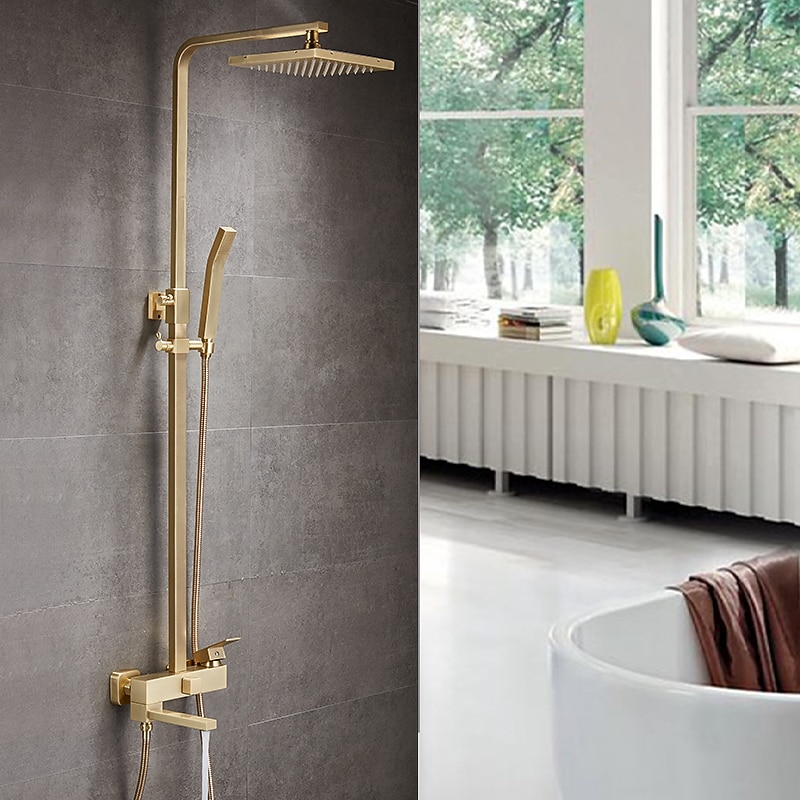 Shower Faucet,Shower System Rainfall Shower Head System Body Jet Massage Set Handshower Included Sound Shower Head Rainfall Shower Antique Vintage Style Nickel Brushed Electroplated3