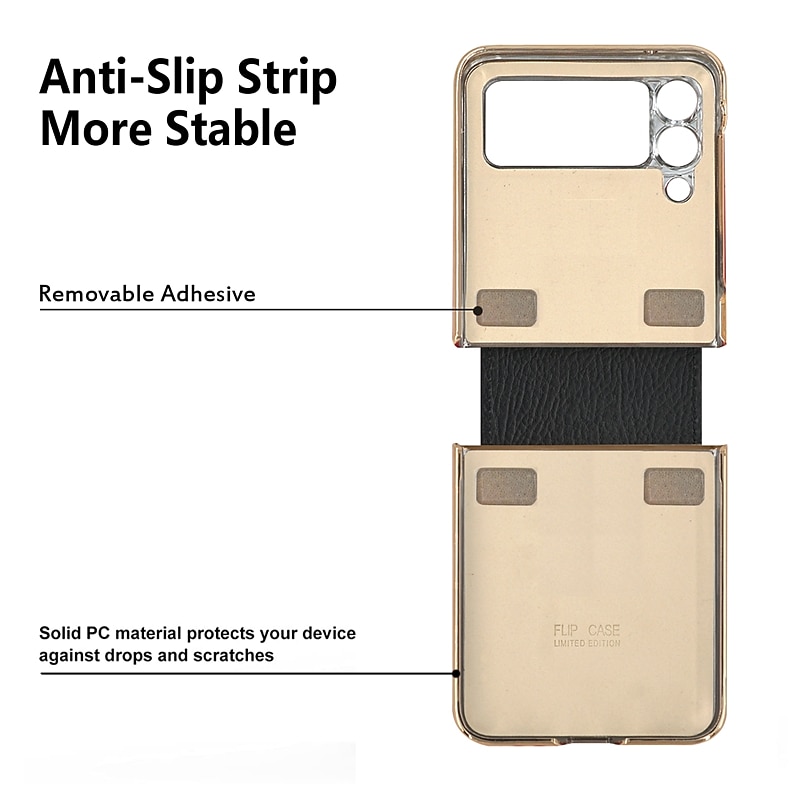 Phone Case For Samsung Galaxy Z Flip 6 Z Flip 5 Z Flip 4 Z Flip 3 Back Cover Fashion Ring Holder Shockproof Solid Colored PU Leather3