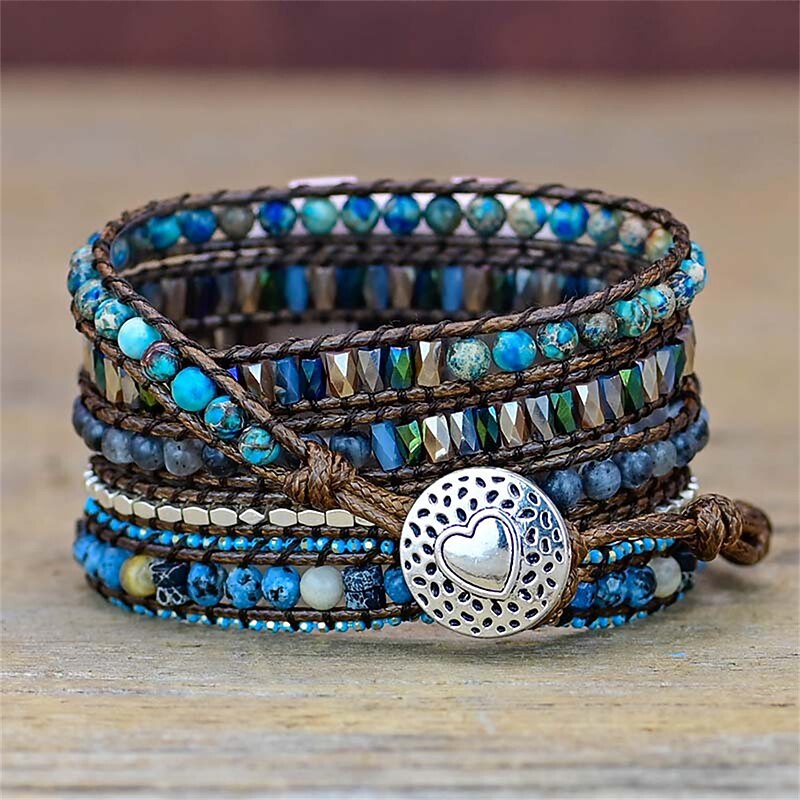 Smart Watch Band Compatible with Fitbit Versa 3 / Sense Versa / Versa 2 / Versa Lite / Versa SE Fabric Beaded Smartwatch Strap Handmade Multilayer Adjustable Handmade Braided Rope Replacement4