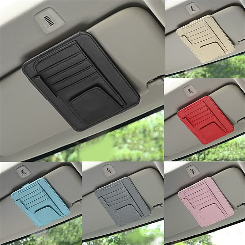 Car Sun Visor Storage Multifunctional Car Glasses Clip Bag Card Holder Certificate Folder Ticket Holder3