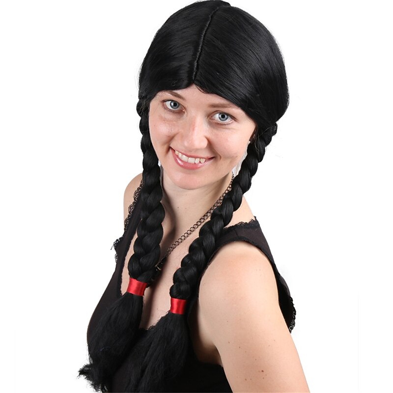Black Double Twist Braid European and American Wigs Exquisite and Natural Workmanship Halloween Wigs2