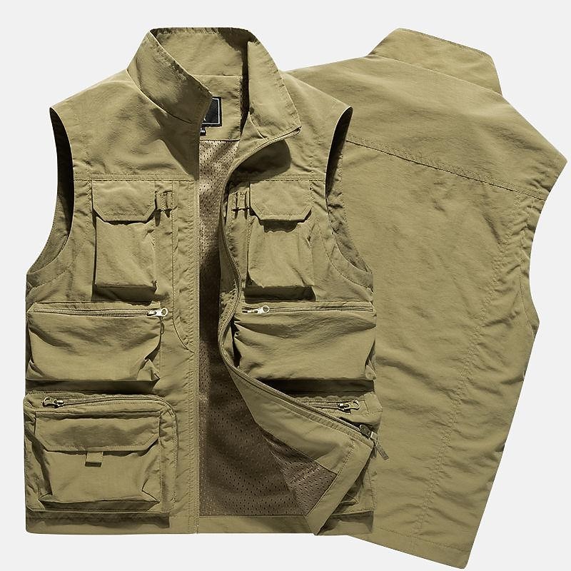 Men's Fishing Vest Hiking Vest Vest / Gilet Top Outdoor Breathable Water Resistant Quick Dry Lightweight Black Grey khaki Climbing Camping / Hiking / Caving / Military / Multi Pockets4