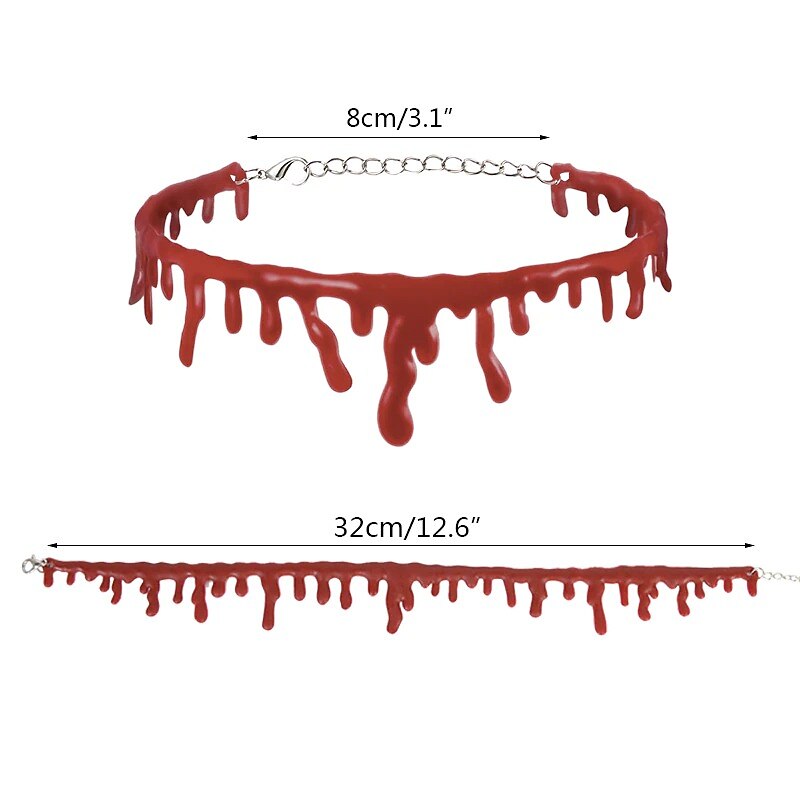Cut Bloody Necklaces Halloween Props Jewelry Irregular Bloodstained Necklaces Halloween Creative Necklaces2