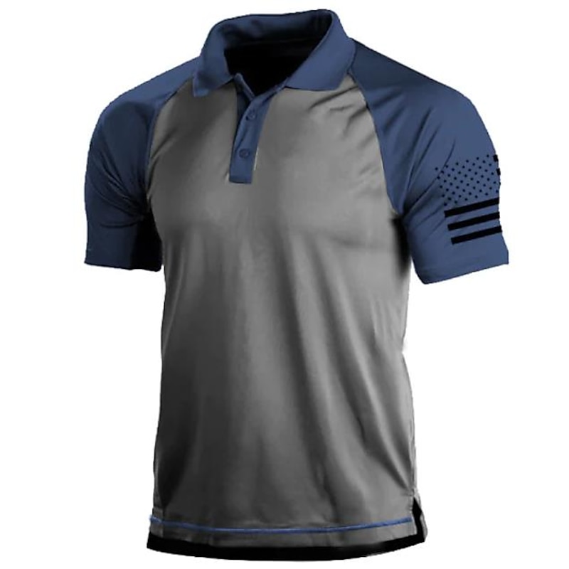 Men's Polo Shirts Golf Shirt Turndown Fashion Casual Comfortable Short Sleeve Black Yellow Blue Green Dark Gray Color Block 3D Print Turndown Vacation Street 3D Button-Down Clothing Clothes Polyester3