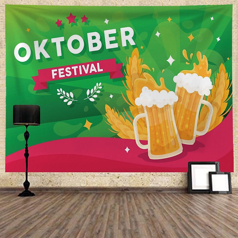 Oktoberfest Beer Large Wall Tapestry Art Decor German Bavarian Blanket Curtain Hanging Home Bedroom Living Room Decoration Polyester4