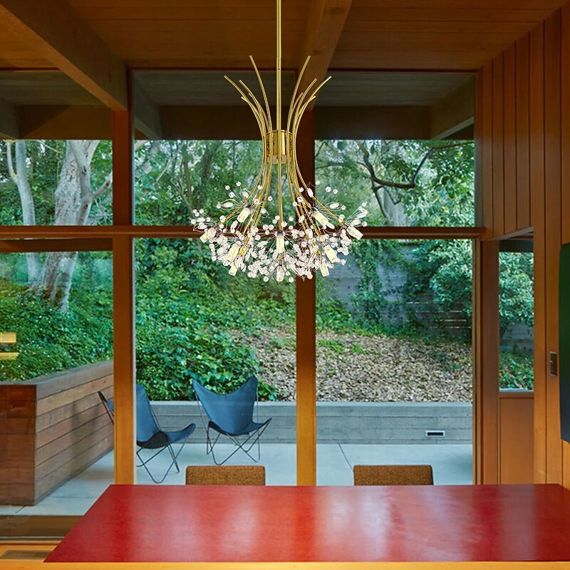 77 cm Modern Firework Chandeliers 19 Lights Crystal Dandelion Chandelier Pendant Lights  Fixtures Sputnik  Globe Design Artistic Nordic Style Living Room Bedroom Restaurant Flower Design3