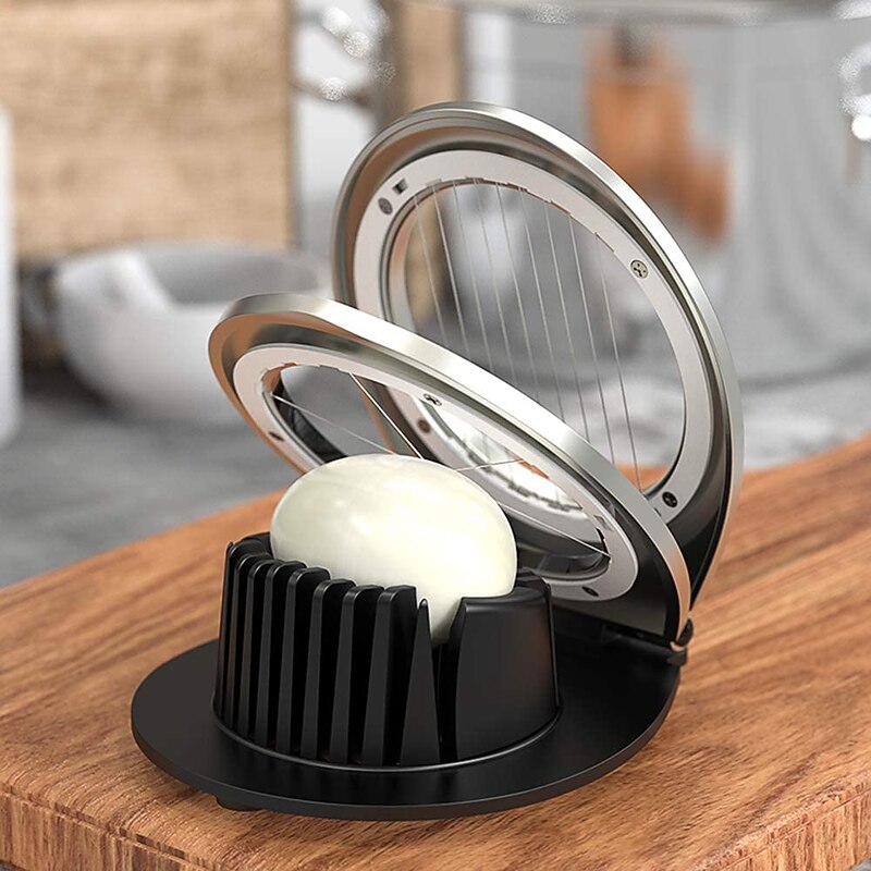 Egg Slicer, BIBURY Egg Slicer for Hard Boiled Eggs, Egg Cutter Heavy Duty for Strawberry Fruit Garnish Slicer, Stainless Steel Wire with 3 Slicing Styles, Easy to Clean2