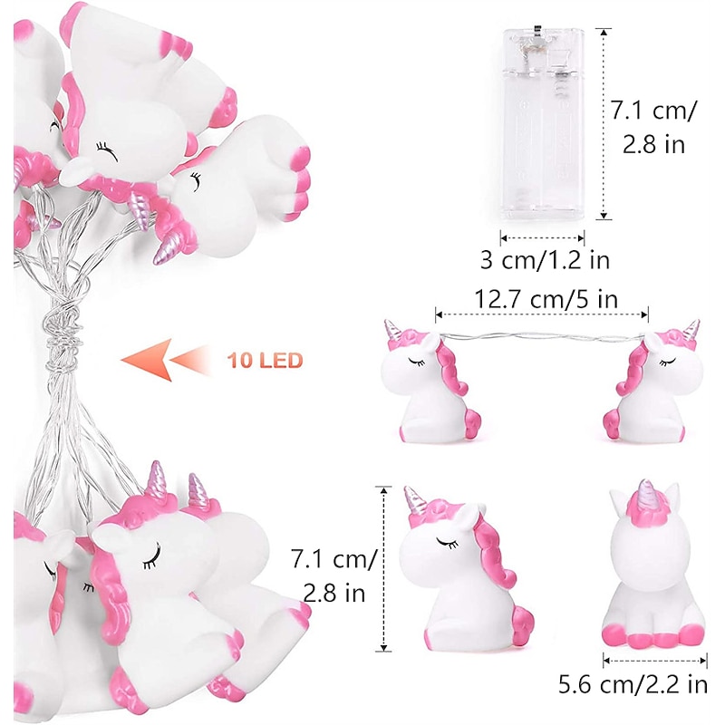 Unicorn LED String Lights Cute Animal Decor for Children's Room Battery Operated 1.8M10LEDS for Holiday Lights Wall Window Tree Decorative Lights Party Yard& Garden Kids Bedroom Living-Room Dorm Decor4