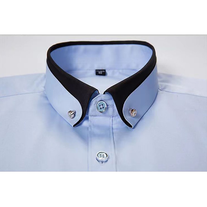 Men's Dress Shirt Button Down Shirt Non Iron Shirt Solid / Plain Color Wedding Wine Black White Pink Long Sleeve Turndown All Seasons Clothing Apparel3