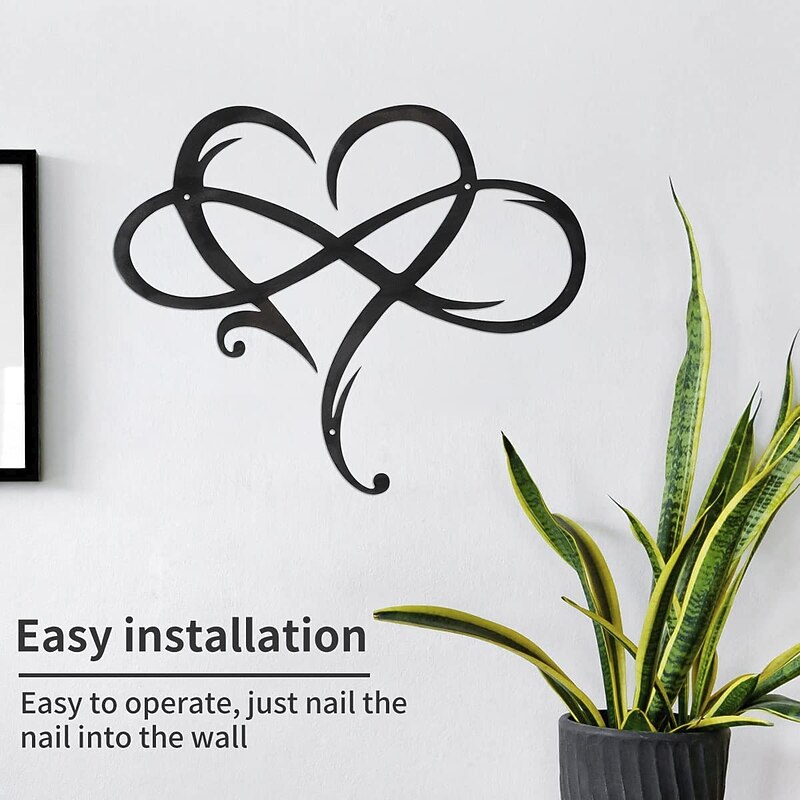 Infinity Heart Wall Decor, Unique Infinity Heart Metal Art Wall Decor Love Sign Steel Wall Plaques Bedroom Ornaments for Home Wedding Decor, Room Living Room Decoration3