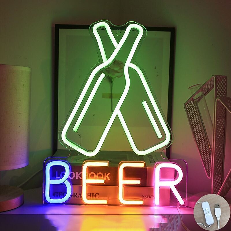 Oktoberfest Cheers Beer Bottle Neon Bar Sign USB ON/OFF Switch Powered LED Neon Light for Pub Party Man Cave Restaurant Club Shop Wall Decor3
