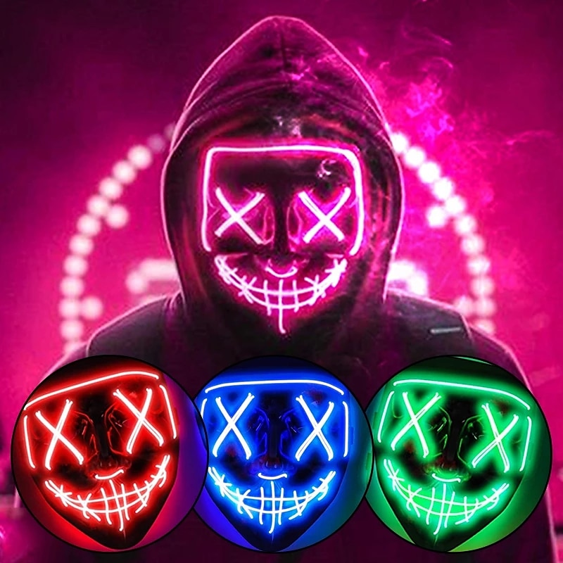 1Pcs Festival Mask, LED Light up Purge Mask, Purge Mask Costume,Festival Masks costume for Men Women Kids for Halloween