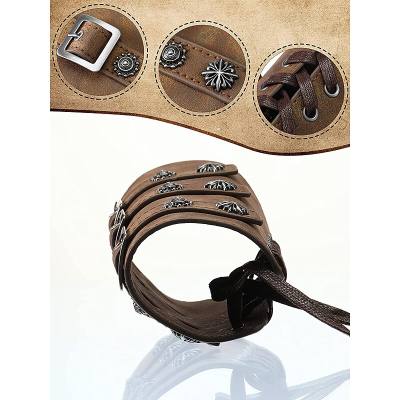 Knight Ritter Plague Doctor Punk & Gothic Medieval Steampunk 17th Century Masquerade Wristband Men's Women's Costume Vintage Cosplay Party Wrist Brace Carnival3