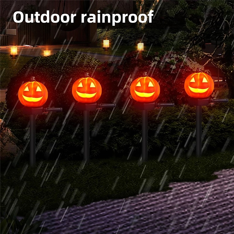 Outdoor Solar Powered Pumpkin Lights Halloween Decorative Pathway Light For Garden Yard Lawn Landscape Holiday Lights 1/2pcs