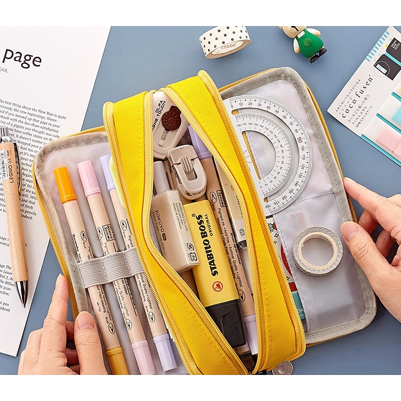 Large Capacity Pink Pencil Case Organizer – Multi-Layer Zipper Stationery Bag with Compartments for Girls, Students & Artists2