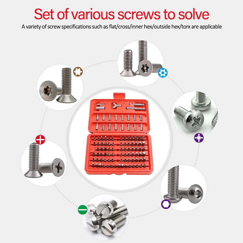 100PC Screwdriver Bit Set Bit Driver Phillips Hexagon Screwdriver Bit Screw Driver Bit Set for Home Appliances Repair Hand Tools4