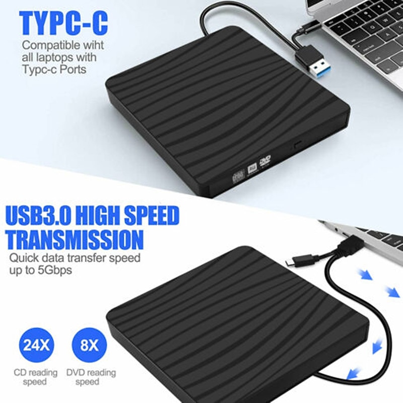 Slim External CD DVD RW Drive USB 3.0 Burner Burner Player Card Reader for Laptop4
