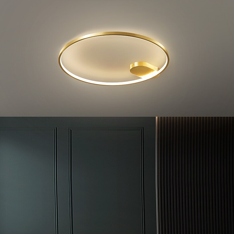 40cm Three-Color Dimmable Ceiling Light Flush Mount Ceiling Light Copper LED Ceiling Light Modern Round Ceiling Light Acrylic Lampshade Ceiling Lamp for Living Room Corridor2