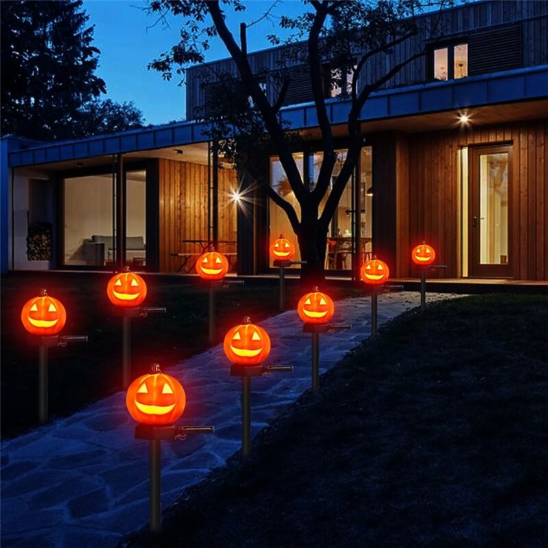 Outdoor Solar Powered Pumpkin Lights Halloween Decorative Pathway Light For Garden Yard Lawn Landscape Holiday Lights 1/2pcs3