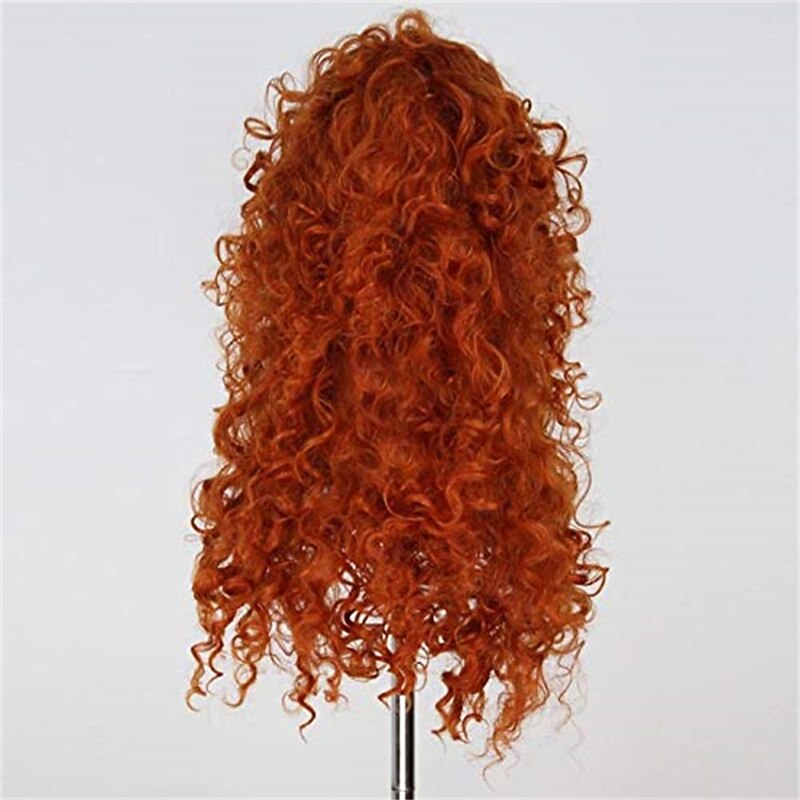 Merida Wigs Blue Bird Long Curly Orange Brave Princess Cosplay Red Hair Synthetic Deep Wave  Wigs for Girls Party Show Heat Resistant Fiber Halloween Wigs2
