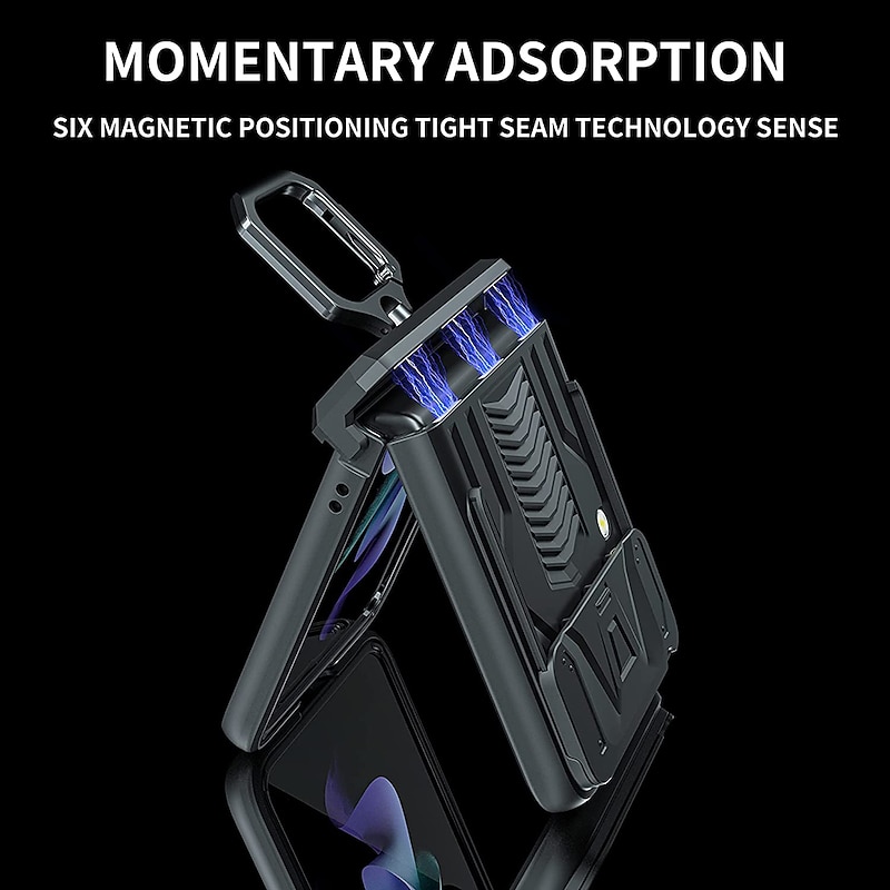 Phone Case For Samsung Galaxy Z Flip 4 Z Flip 3 Heavy Duty Ring Holder Magnetic Camera Lens Protector Solid Colored PC4