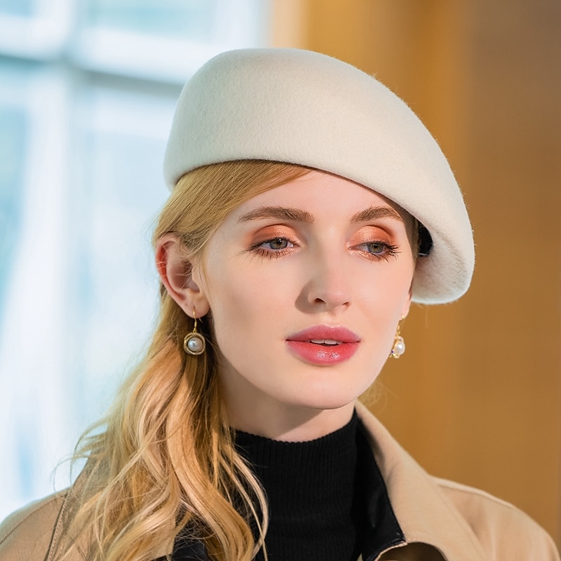 Elegant Fashion 100% Wool Hats with Smooth / Solid 1pc Party / Evening / Casual Headpiece Christmas/ Special Occasion / Office & Career / Graduation / Congratulations / Anniversary / Back To School