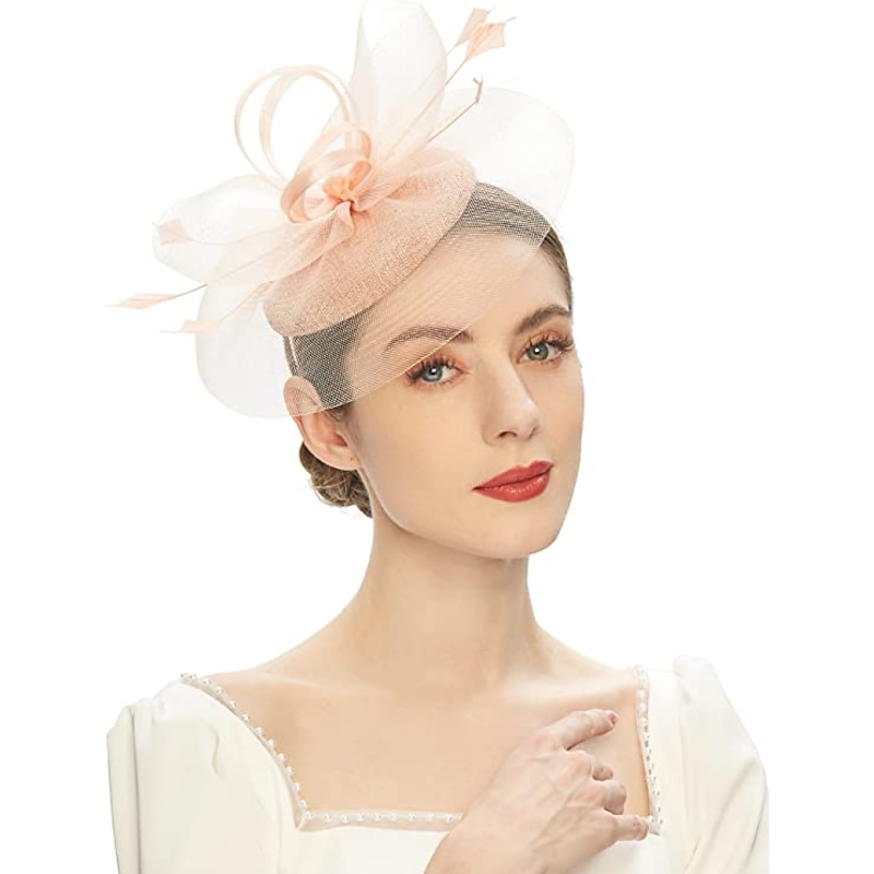 Fascinators Feathers Pillbox Hat Wedding Kentucky Derby Melbourne Cup Cocktail Royal Astcot Flower Elegant With Pure Color Headpiece Headwear4