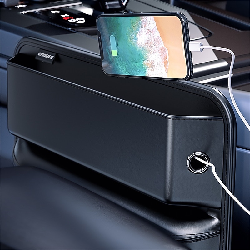 Car Seat Gap Filler Organizer, Leather Storage for Front Seat Side, Car Seat Catcher Universal for Most Cars, SUVs, Vehicle, Car Interior Accessories Pocket Organizer4