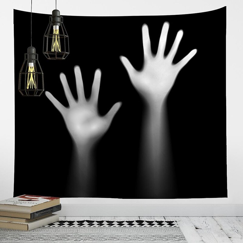 Halloween Party Wall Tapestry Art Decor Blanket Curtain Hanging Home Bedroom Decoration Polyester Ghost Horror Shadow Halloween Decorations4