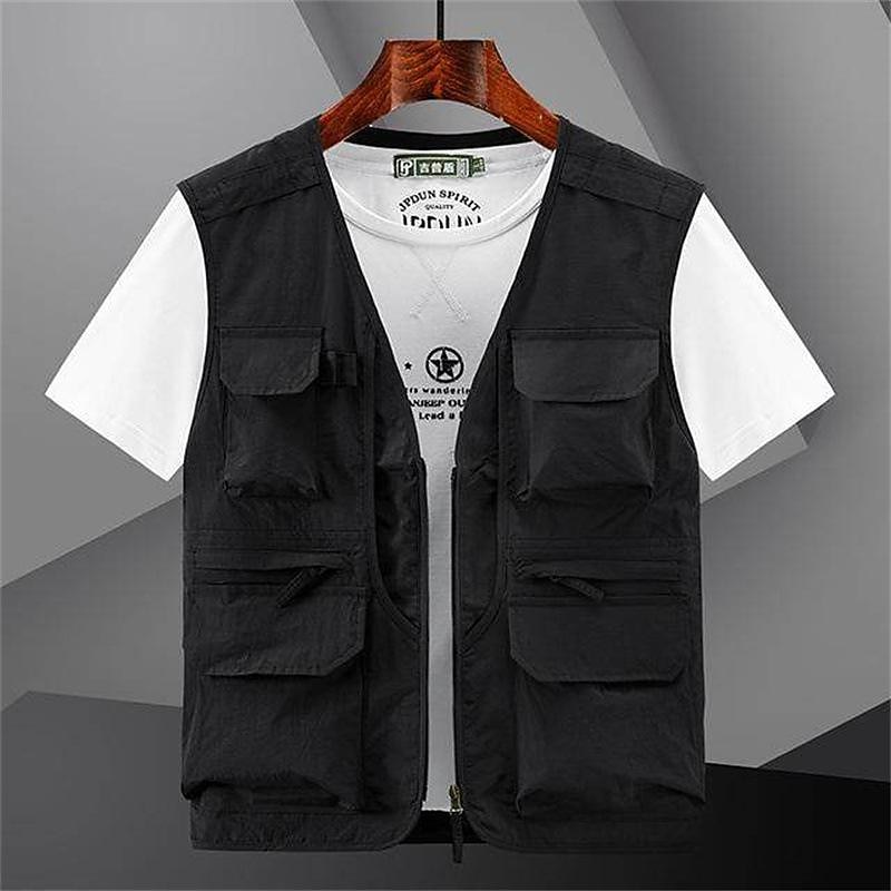 Men's Fishing Vest Hiking Vest Top Outdoor Breathable Lightweight Multi Pockets Comfortable Black Blue Grey Fishing Climbing Camping / Hiking / Caving4