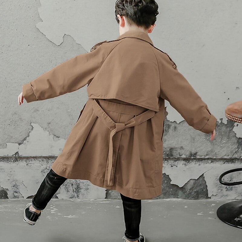 Kids Boys' Coat Long Sleeve Gray Khaki Brown Plain Pocket Winter Active Sport 3-13 Years / Patchwork4