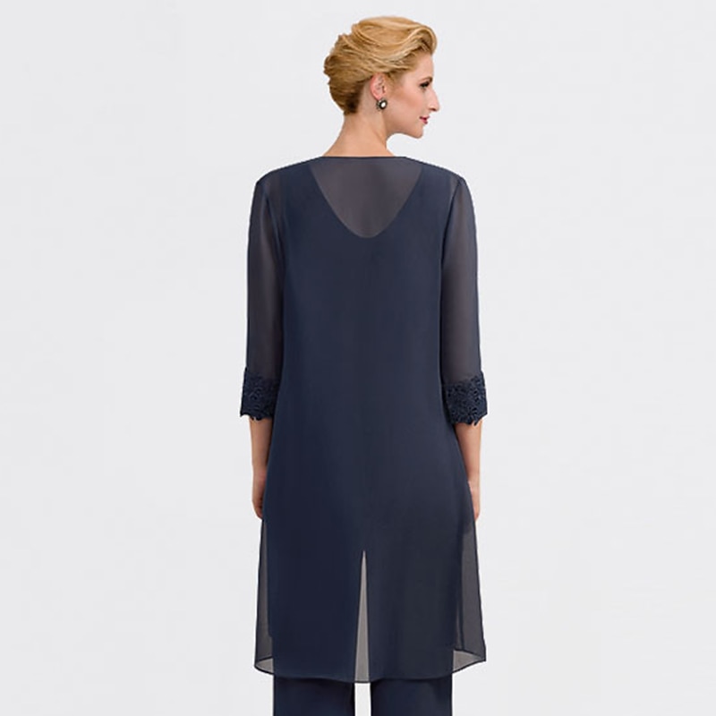 Shawl & Wrap Women's Wrap Mother's Wedding Guest Wraps Pure Elegant 3/4 Length Sleeve Chiffon Wedding Wraps With Lace For Party Evening All Seasons dress to impress2