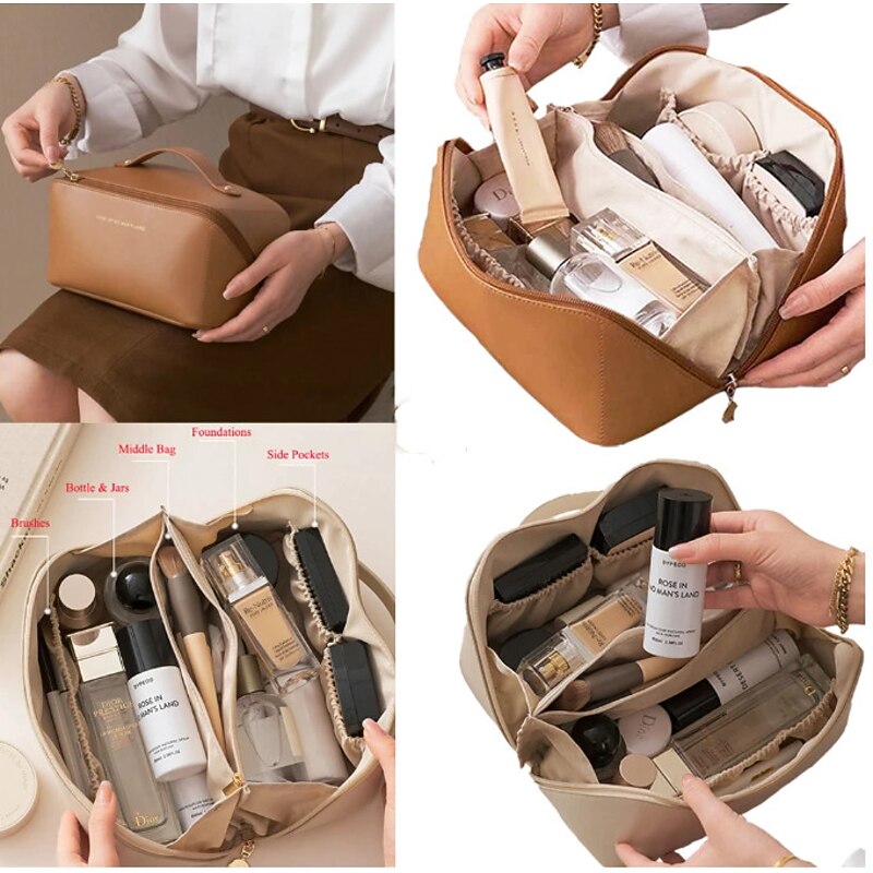 Travel Cosmetic Bag, Large Capacity Portable Makeup Bag Toiletry Bag with Divider, Travel Wash Bag Cosmetic Storage Bag for Women Girls