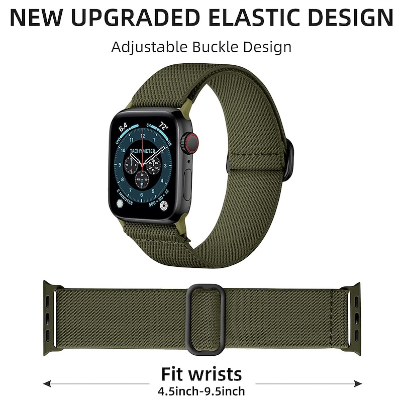3 Pack Solo Loop Compatible with Apple Watch band 38mm 40mm 41mm 42mm 44mm 45mm 49mm Elastic Metal Clasp Stretchy Nylon Strap Replacement Wristband for iwatch Ultra 2 Series 9 8 7 SE 6 5 4 3 2 12