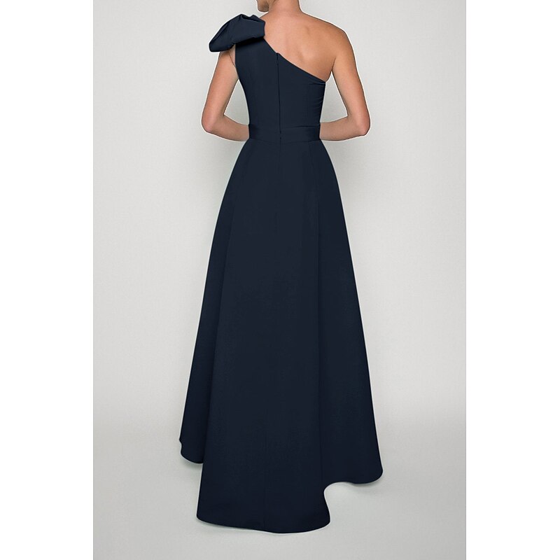 Jumpsuits Evening Gown Elegant Dress Formal Wedding Guest Floor Length Sleeveless One Shoulder Convertible Stretch Fabric with Bow(s) Pleats Overskirt2