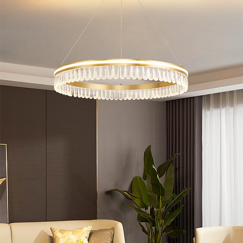 New Crystal Living Room Chandelier Modern Simple Circular Master Bedroom Lamp Creative Dining Room Lamp2