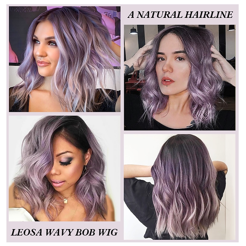 Synthetic Wig Curly Middle Part Machine Made Wig 14 inch 4-30# R4576# T613-orange# F2-22# R4578# Synthetic Hair 14 inch Women Fashionable Design Soft Party Purple Green Gray / Daily Wear4