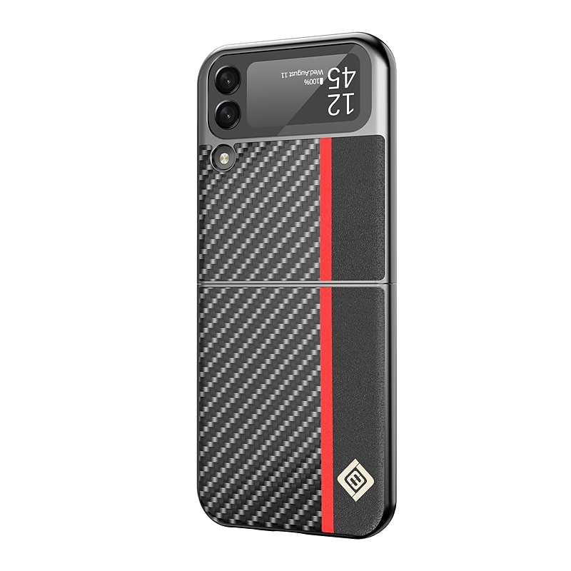 Phone Case For Samsung Galaxy Z Flip 6 Z Flip 4 Z Flip 3 Flip Flip Solid Colored PC PU Leather3