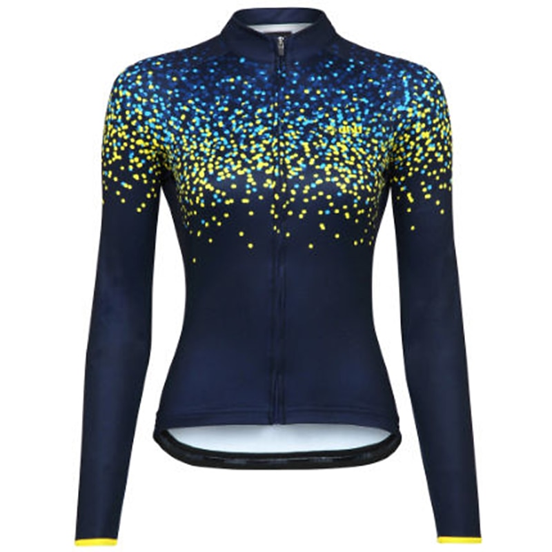Women's Cycling Jersey Polka Dot Long Sleeve Bike Jersey Top with 3 Rear Pockets Mountain Bike MTB Road Bike Cycling Quick Dry Reflective Strips Back Pocket Moisture Wicking Sports Pink Dark Navy Blue2