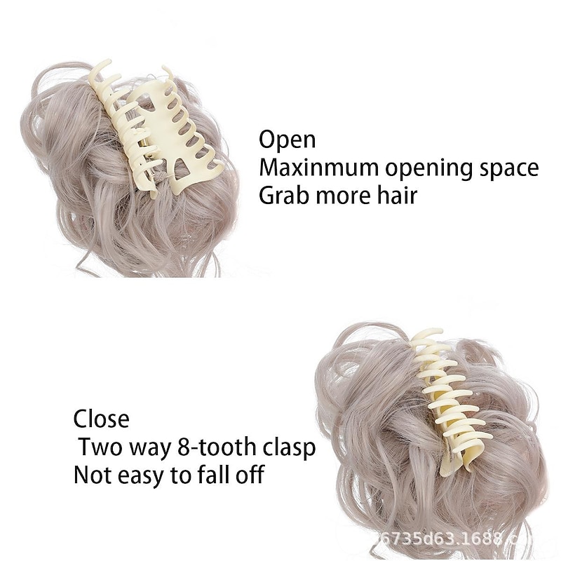 foreign trade chemical fiber synthetic lazy catch clip hair ring flower bud ball head girl natural fluffy long beard fashion wig3